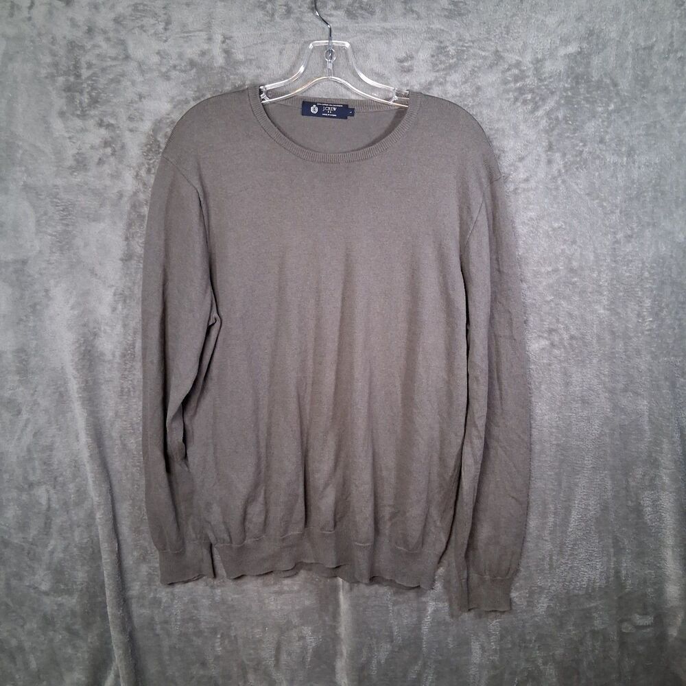 J Crew Pullover Knit Sweater Grey Mens‎ Large Cotton Cashmere Stretchable